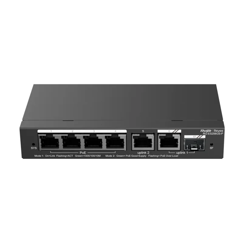 Switch PoE Gigabit 4P+2P RJ45 Gestionable REYEE