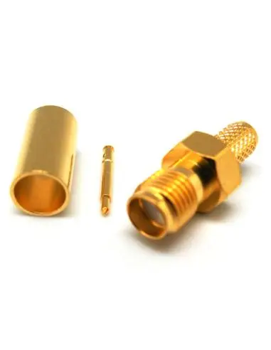 Conector SMA Hembra RG58 CRIMPAR recto pin Dorado