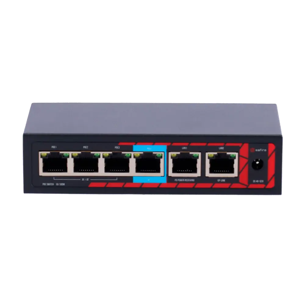 Switch PoE Ethernet Extender 4P+1P RJ45 SAFIRE
