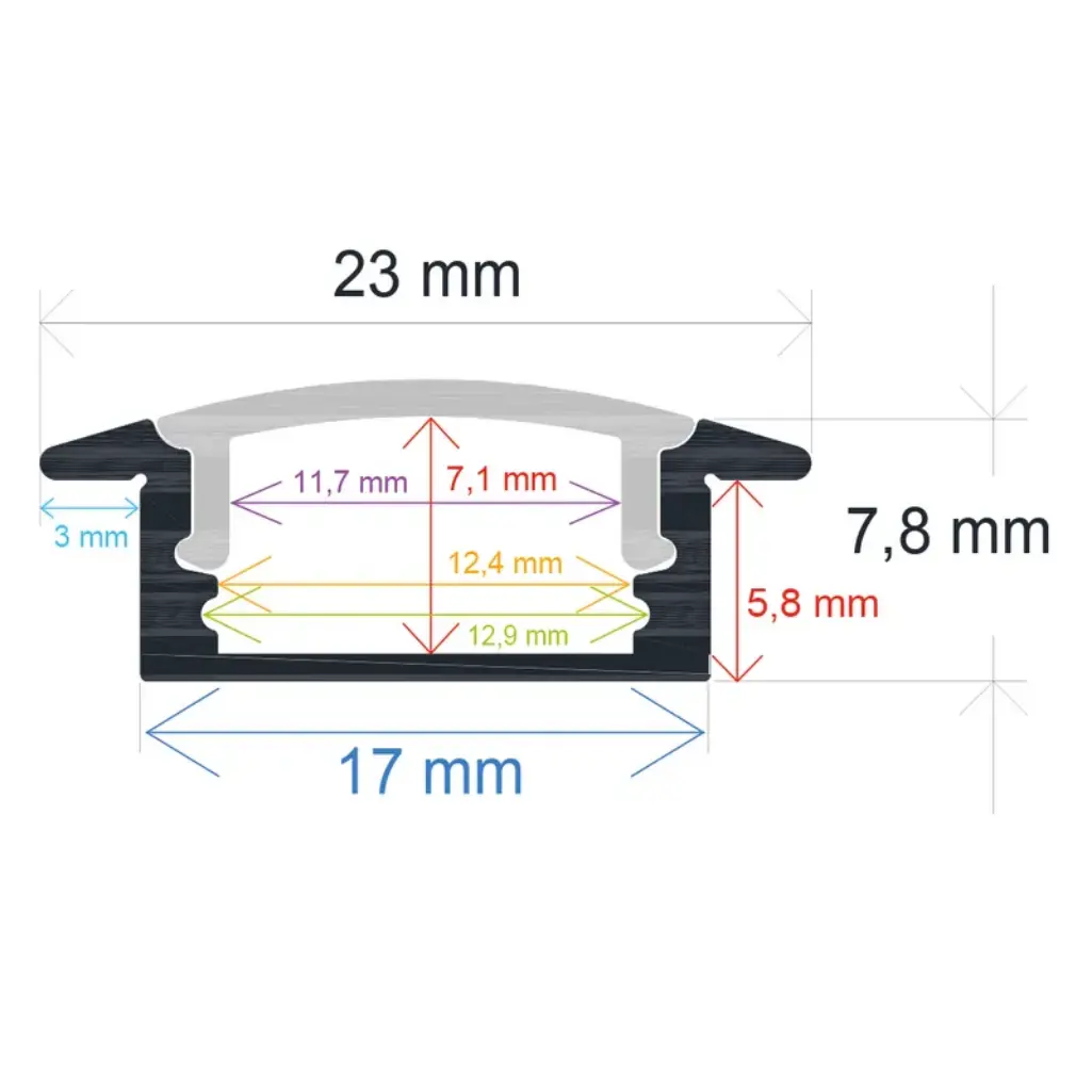 Perfil LED Empotrar 23x7,8mm 2m BLANCO