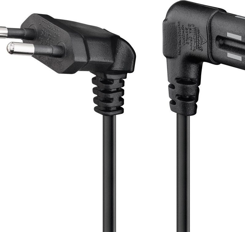 Cable Alimentacion Forma 8 C7 a CEE7 ACODADOS 3 metros