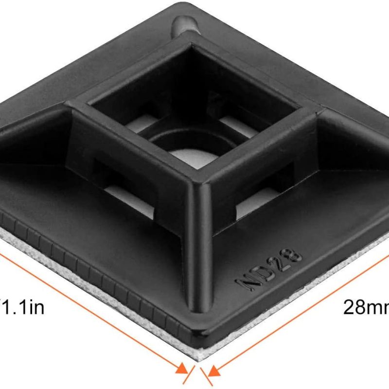 Base Adhesiva para Bridas 28x28mm NEGRA