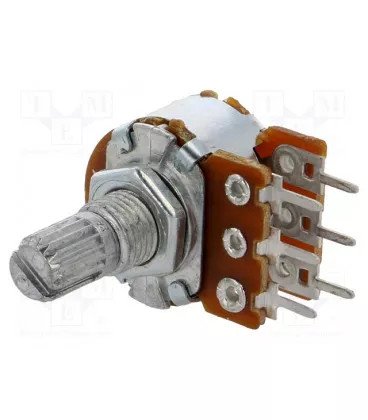 Potenciometro 22K DOBLE Logaritmico Eje metal Cto. Impreso