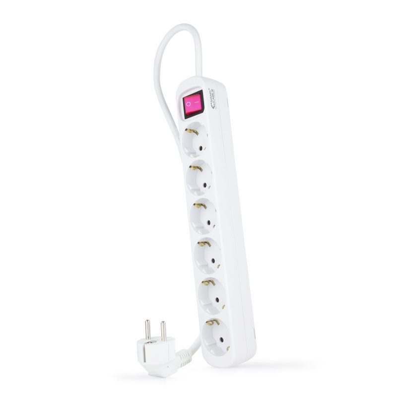 Base Multiple 6 Enchufes Interruptor Cable 1,4m BLANCA