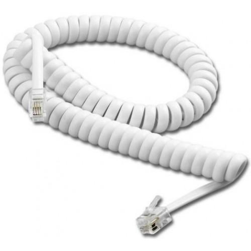 Cable Telefono RJ09 4P4C Espiral  7m Blanco