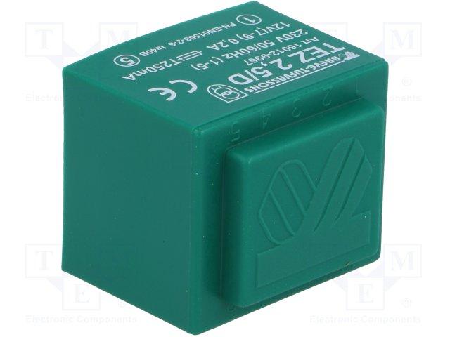 Transformador Encapsulado Salida 12Vac 2,5VA Entrada 230Vac