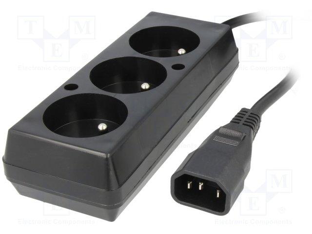 Base Multiple 3 enchufes Schuko a Conector C14 Macho