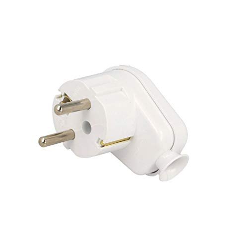 Clavija Schuko Macho 4,8mm ACODADA a DEDO 16A BLANCO