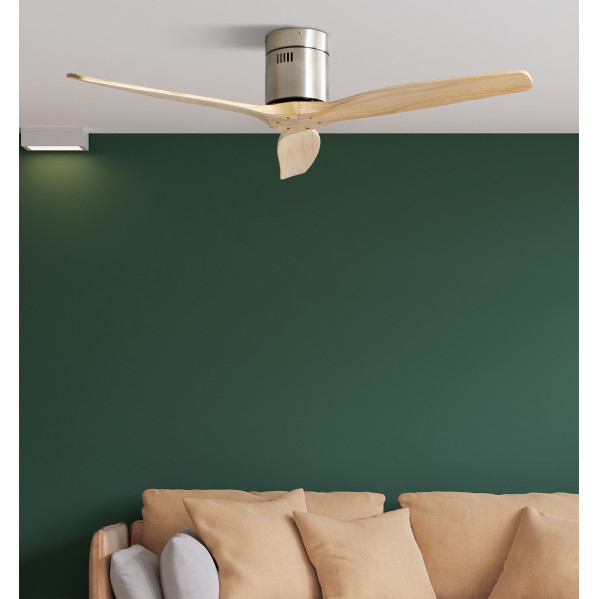 Ventilador Dc Aguilon Niquel 3 Aspas Haya 6 Velocidades Sin Luz Remoto Y Temporiz.132d