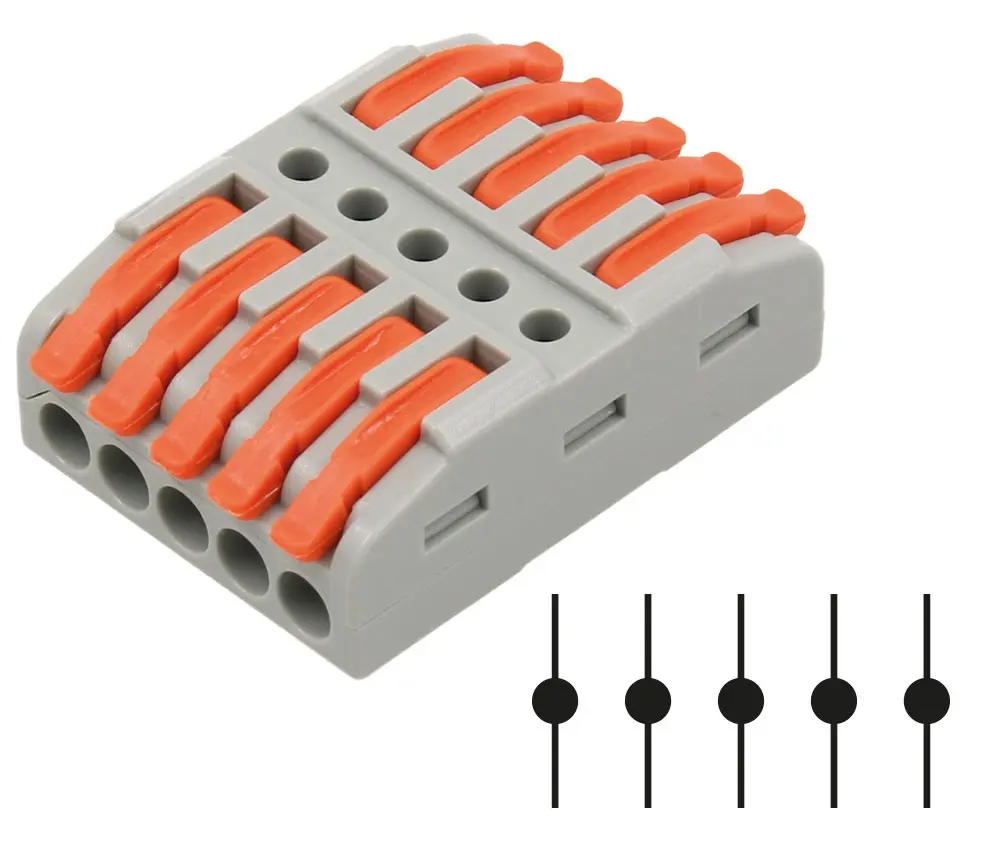Conector Rapido 5 vÃas Reutilizable con bloqueo de palanca Empalme