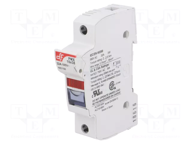 Portafusible CARRIL DIN fusible 10,3x38mm