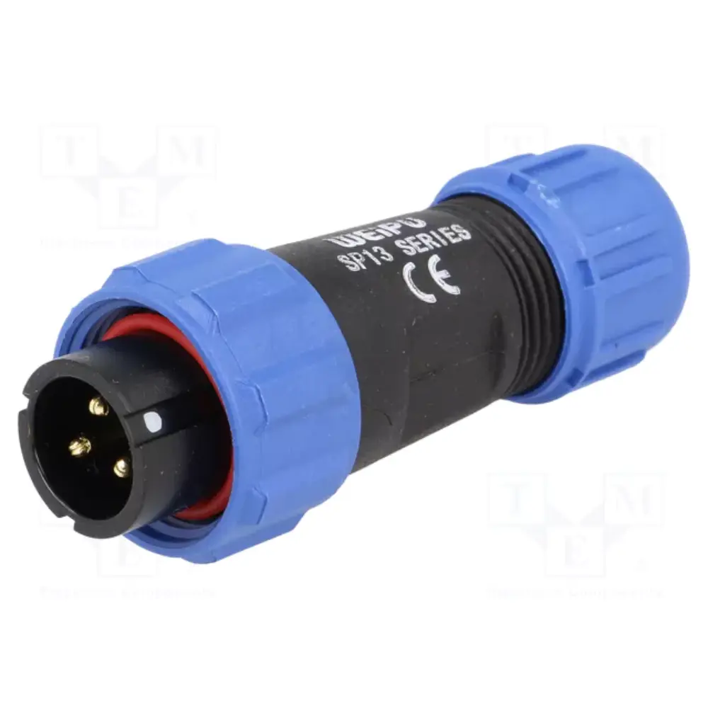 Conector Macho 3 pines IP68 Redondo con Rosca Interior AEREO