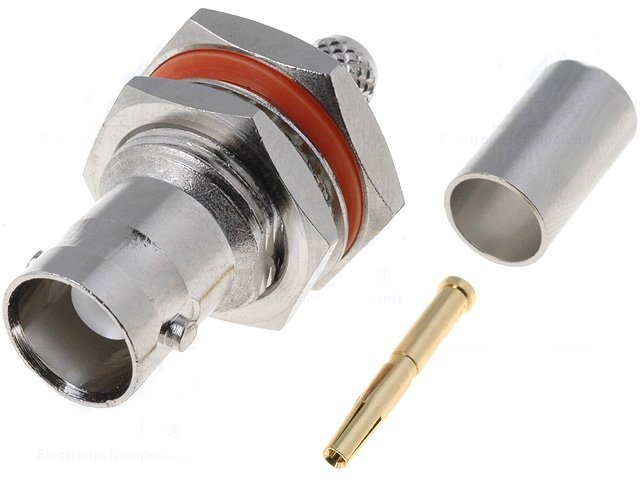 Conector BNC Hembra Chasis CRIMPAR Cable RG59