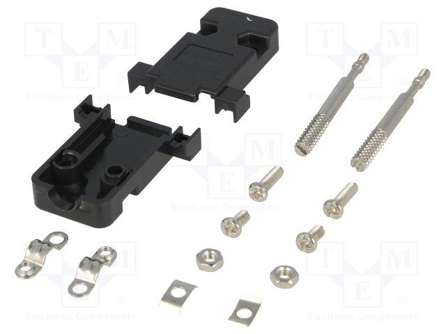 Carcasa Conector Sub-D9Pin Tornillos Largos NEGRO