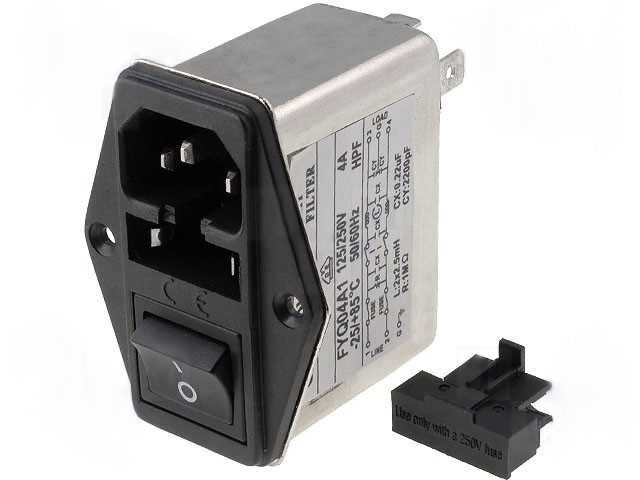 Filtro Interferencias + Interruptor+portafusible + IEC320 C14