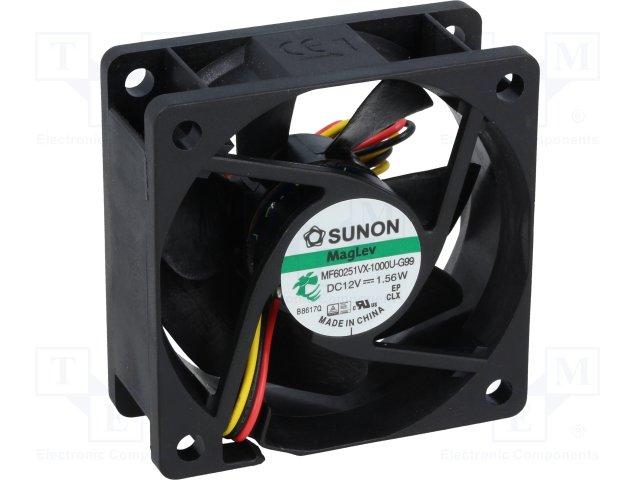 Ventilador 12V 60x60x25mm 1,56W 3 Cables VAPO