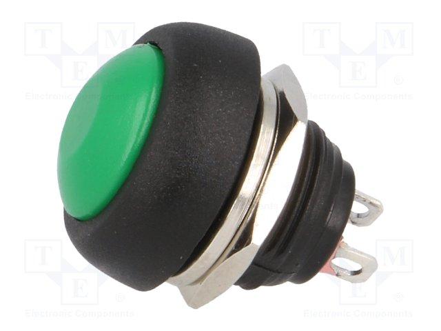 Pulsador OFF-(ON) NA 1A/250V M12 VERDE