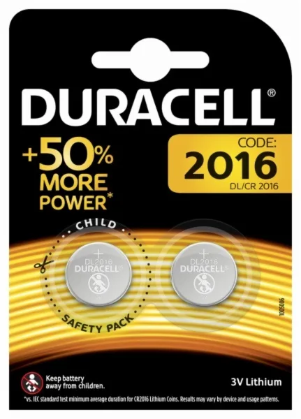 PILAS DURACELL DL 2016 P/RELOJ/CALC