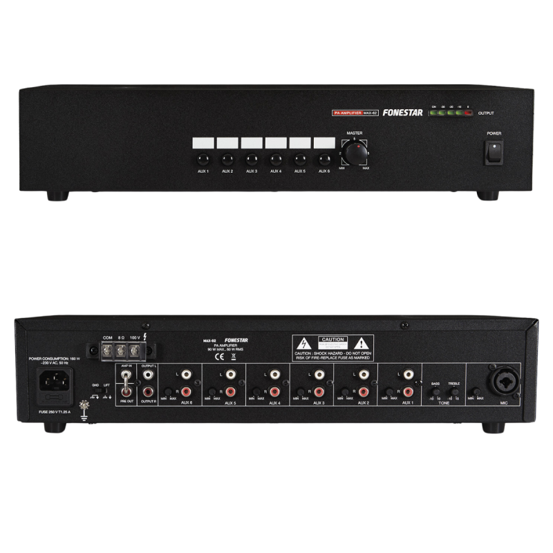 Amplificador PA 60Wrms 1MIC 6AUX FONESTAR
