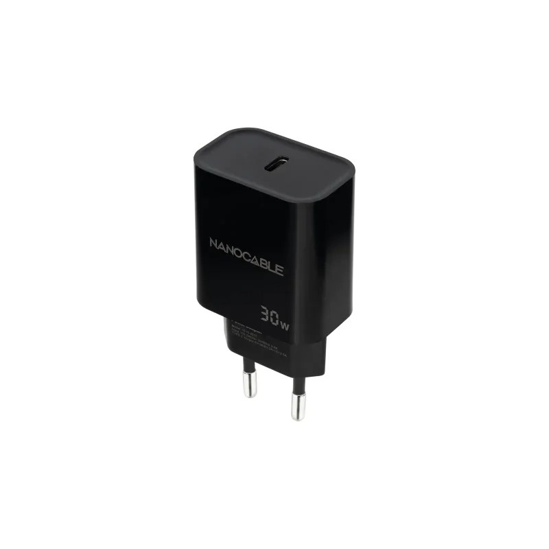 Cargador USB-C PD 30W NEGRO NANOCABLE