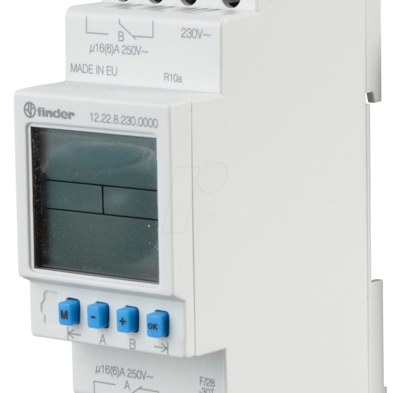 Interruptor Horario Semanal Digital Carril DIN DPDT 16A FINDER