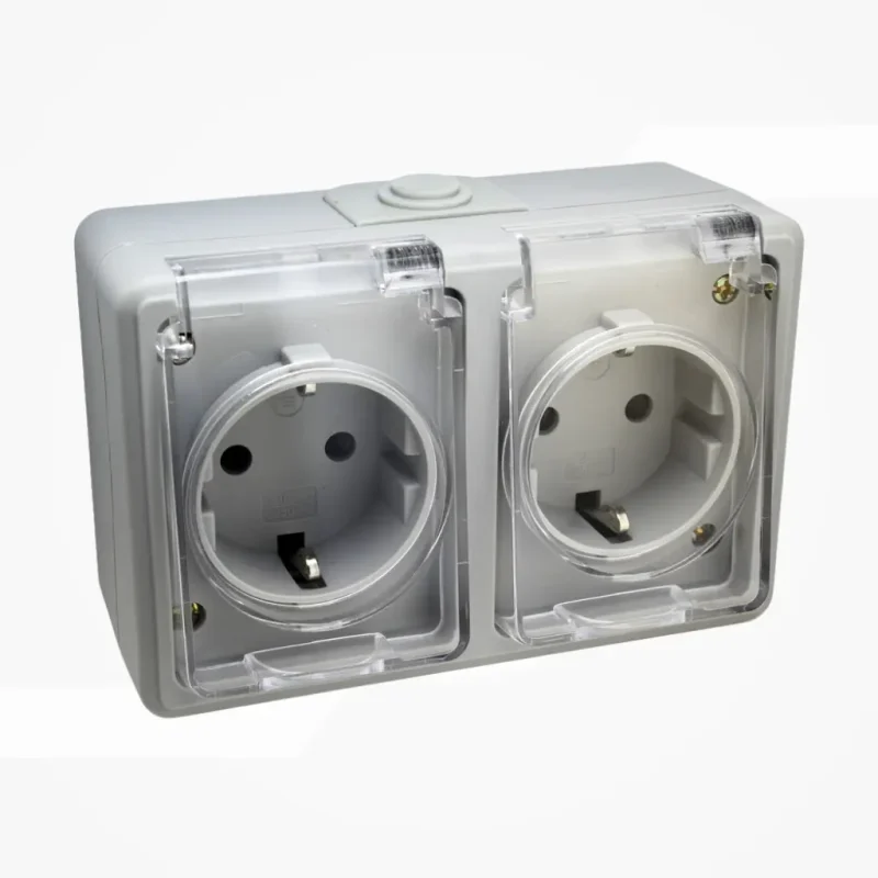 Base Enchufe Schuko Doble Superficie Estanco IP44