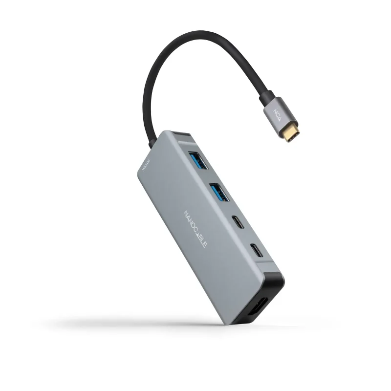 DOCK HUB USB-C 2xUSB-A+2xUSB-C+HDMI+USB-C PD 100W GRIS NANOCABLE