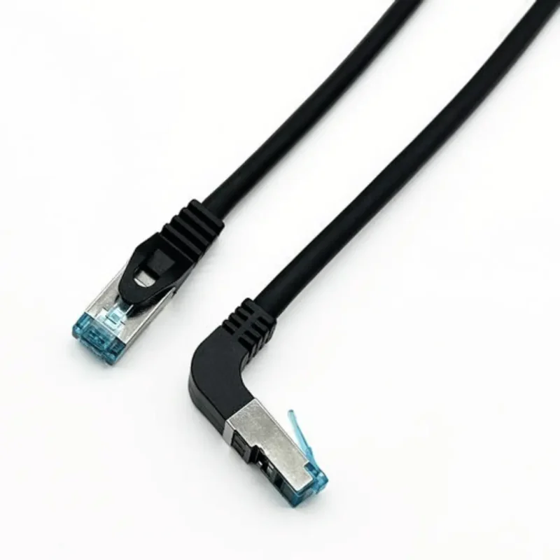 Latiguillo RJ45 Cat6A S/FTP Acodado 0,5m NEGRO
