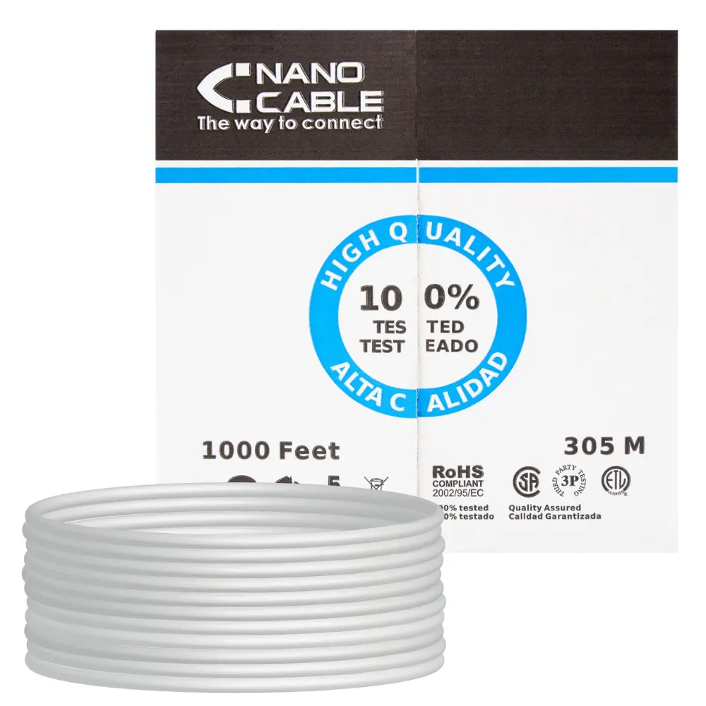 Cable FTP Cat6 Rigido CU GRIS (305m) NANOCABLE