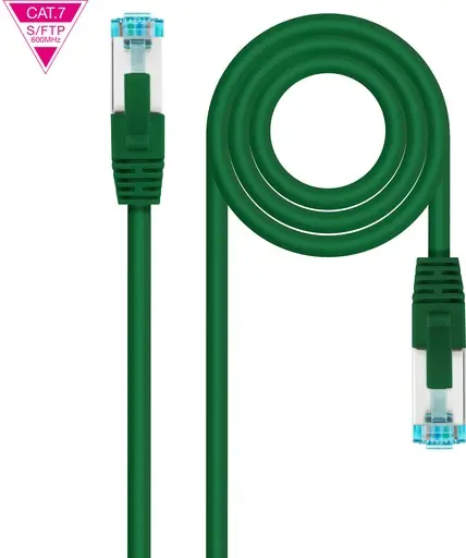 Latiguillo RJ45 Cat7 S/FTP CU LSZH 0,3m VERDE NANOCABLE