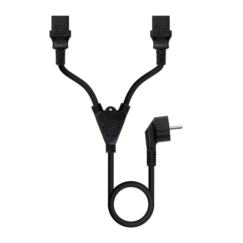 Cable Alimentacion CEE7 Macho a 2x C13 Hembra 1,8m