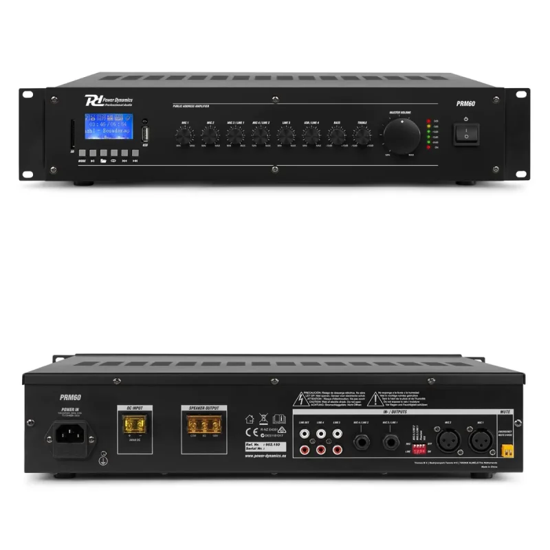 Amplificador PA 60Wrms MP3/BT 4MIC 2AUX PD