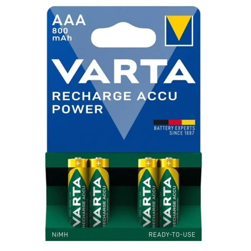 Bateria R03 AAA 800mAh 1,2V NiMh BL4 Varta  56813101404