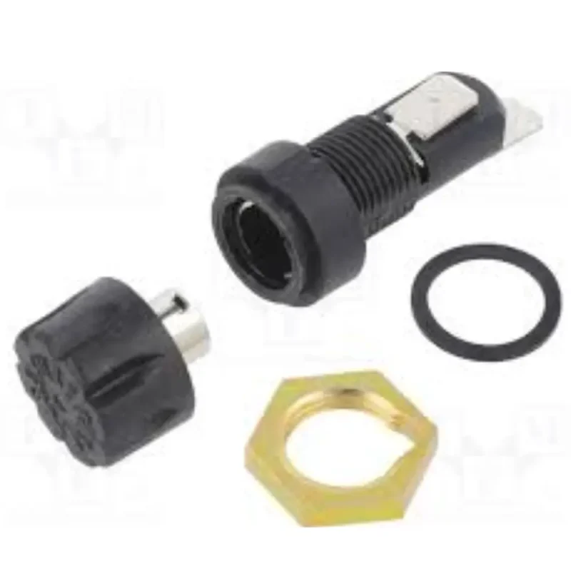 PortaFusible 6.3x32mm 20A/250Vac Negro para Panel