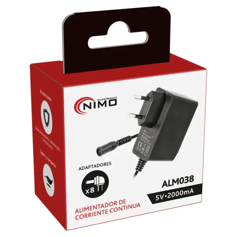 Alimentador Fijo 5Vdc 2Amp 10W Conectores diferentes 8