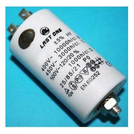 Condensador Motor 30uF 450Vac 40x85mm FASTON + torno  M8