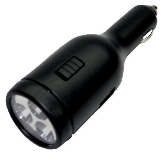 Cargador Alimentador 12-24V a USB 5VDC 1,5A +Linterna