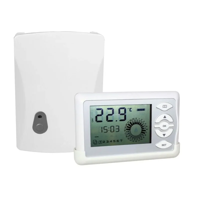TermostÃ¡to inalÃ¡mbrico RF programable.