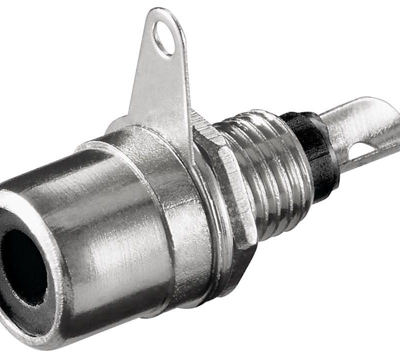 Conector RCA Hembra para Chasis con tuerca Negro