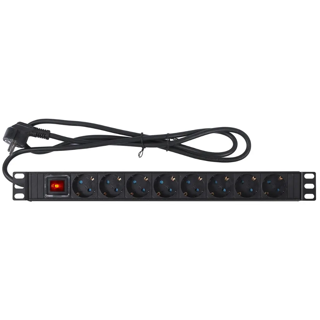 Regleta Rack 8 Enchufes para 19in 1U Metalica