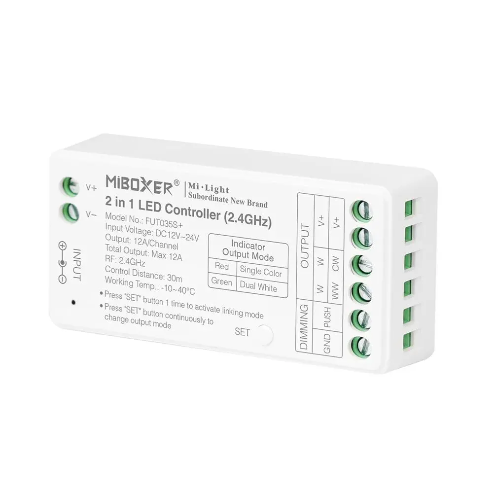 Controlador RF LED Monocolor/CCT 12V/24V 12A MIBOXER FUT035+