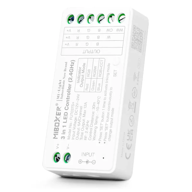 Controlador Tiras LED RGB RGBW RGB+CCT 12V/24V 12A MI-BOXER FUT037+