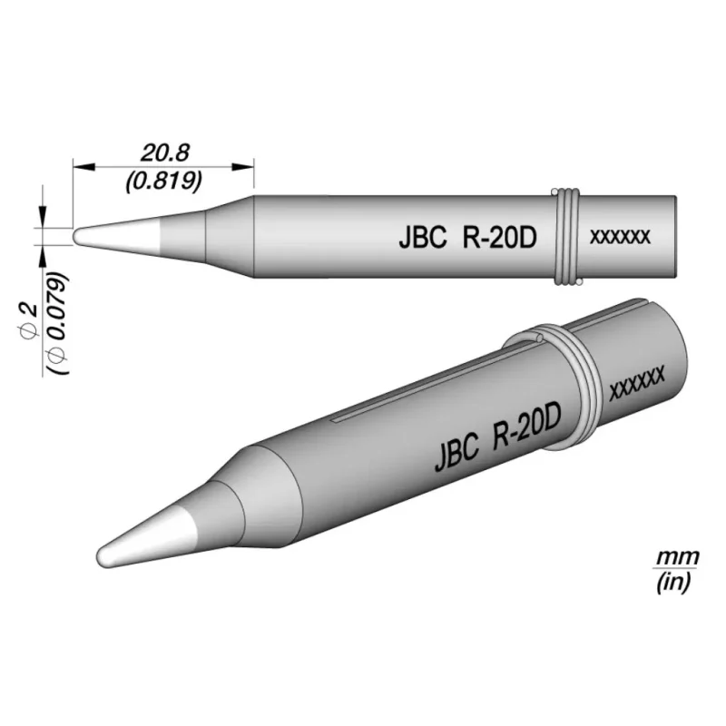 Punta Soldador R20D 2mm para 65ST JBC 0650903