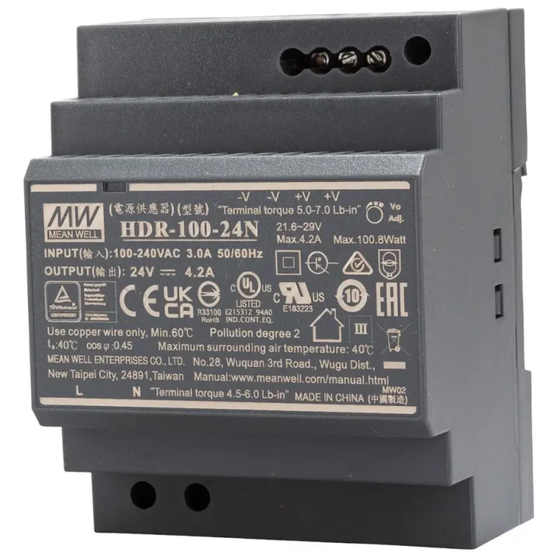 Fuente Alimentacion Carril DIN 24V/100W 3,8A MW