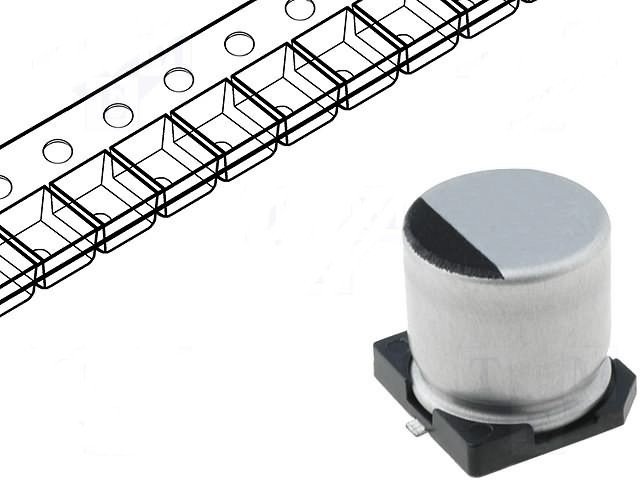 Condensador Electrolitico SMD 47uF 4Vdc medidas 5X5.5mm SMD