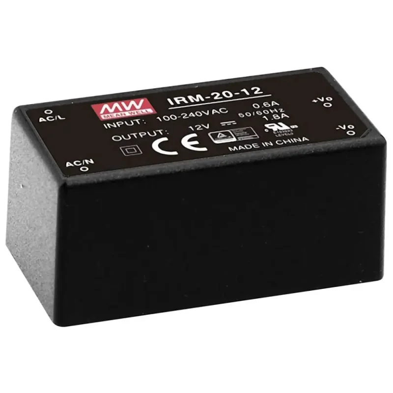 Alimentador de modulo 20W 12Vdc 1,8Amp para cto. impreso MW IRM-20-12