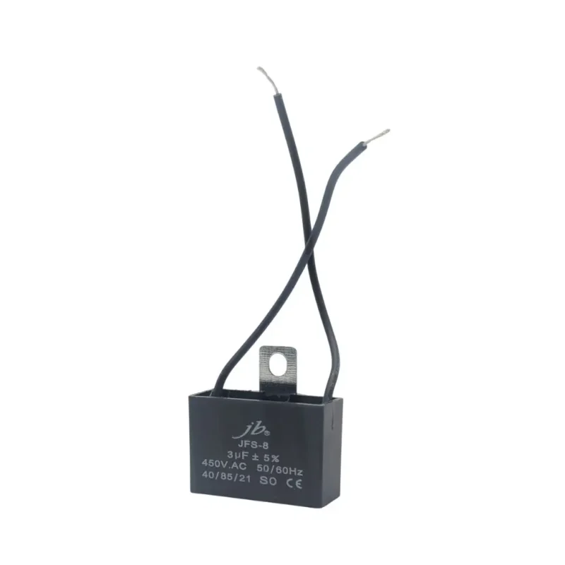 Condensador Trabajo MOTOR 3uF 450Vac con CABLES FijaciÃ³n Tornillo 47x22x35mm JB