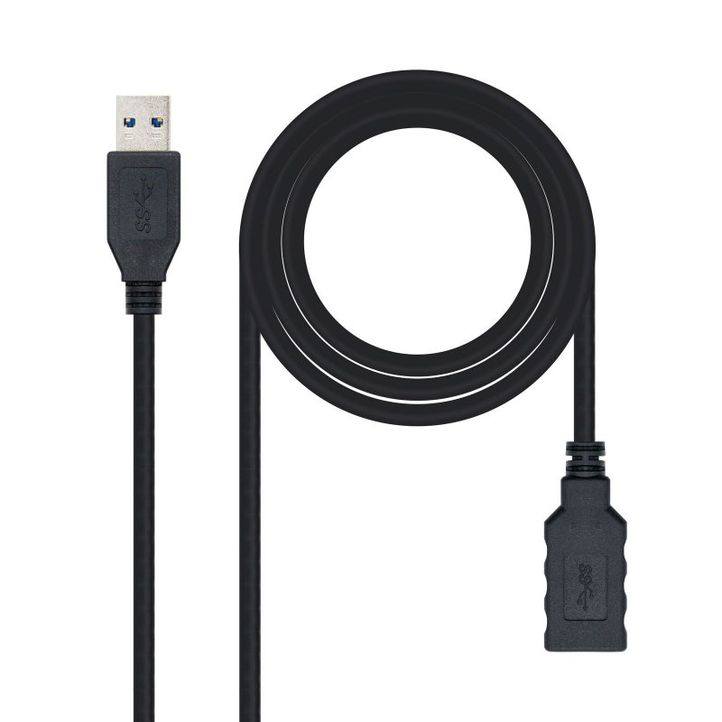 Cable Prolongador USB 3.0 A Macho a Hembra NEGRO 2m NANOCABLE