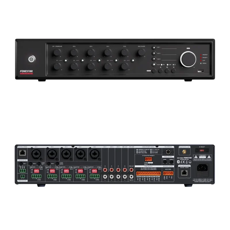 Amplificador PA 480Wrms 5Zonas USB/FM FONESTAR