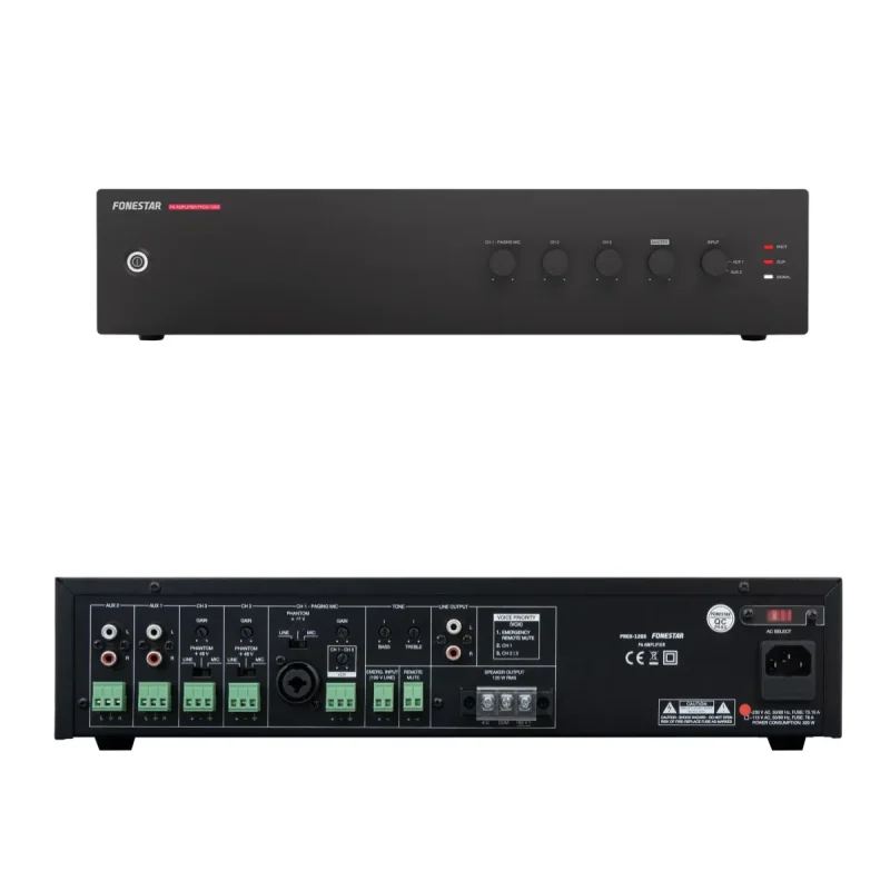 Amplificador PA 120Wrms 2AUX FONESTAR